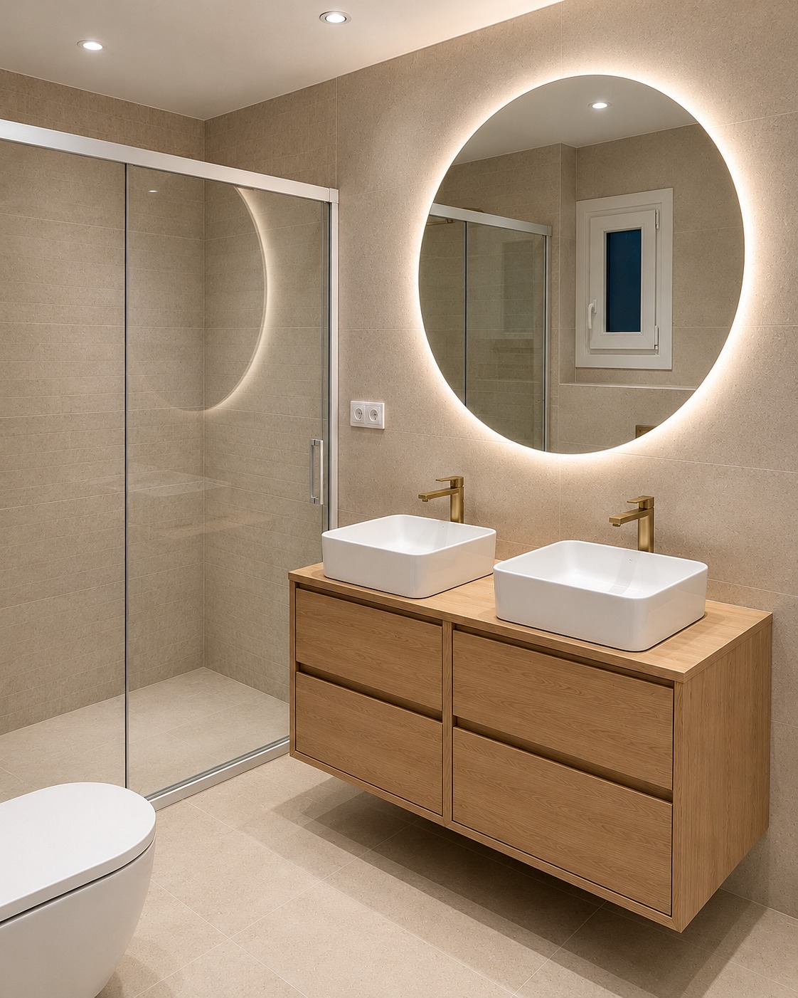 Baño principal con doble lavabo